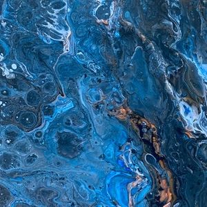 Original Artwork Painting Canvas Abstract Blue Swirls 12 x 12 Acrylic.